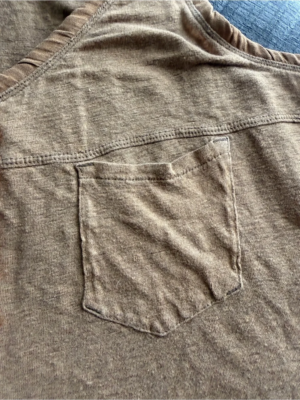 Free People Traveler Henley Tank Moss Linen Swing Loose Beachy Coastal Peasant M